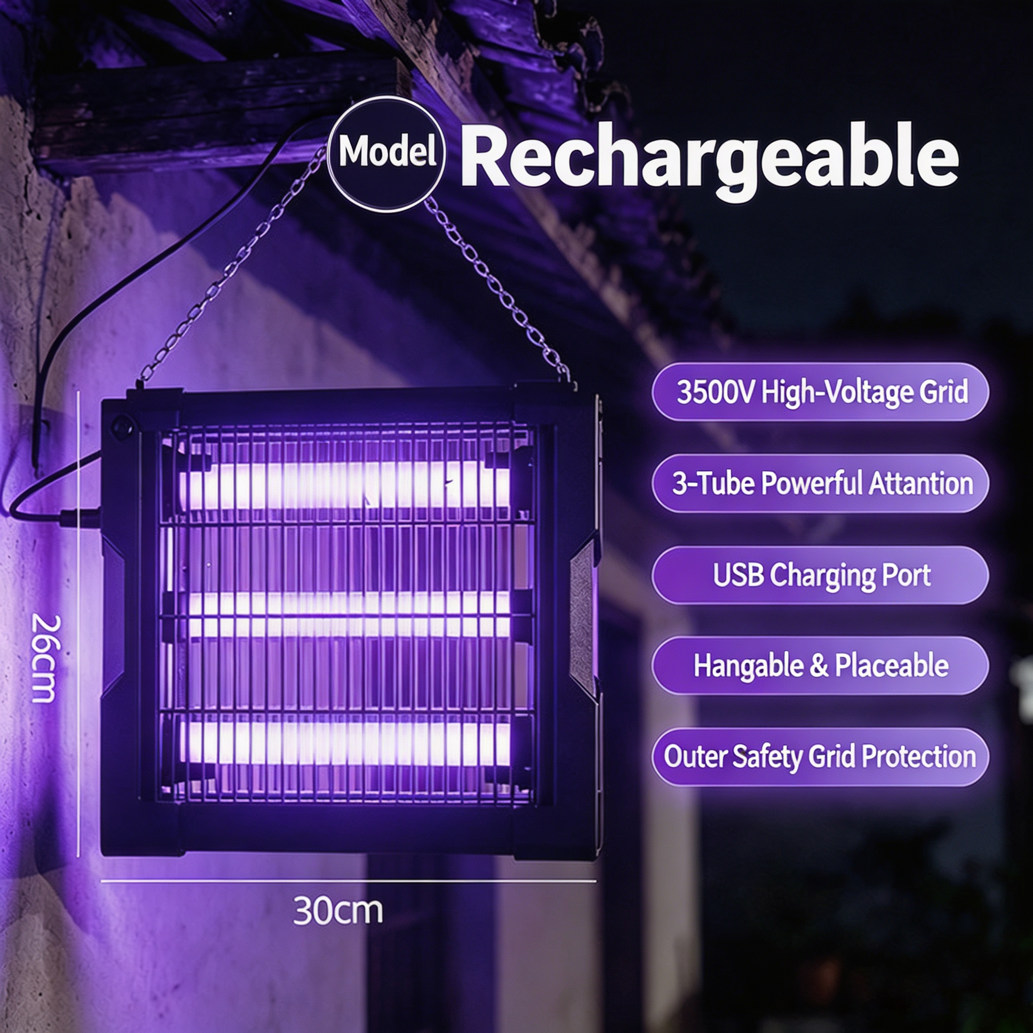 Rechargeable Rechargeable-mosquito-killer-lamp small size for indoor
