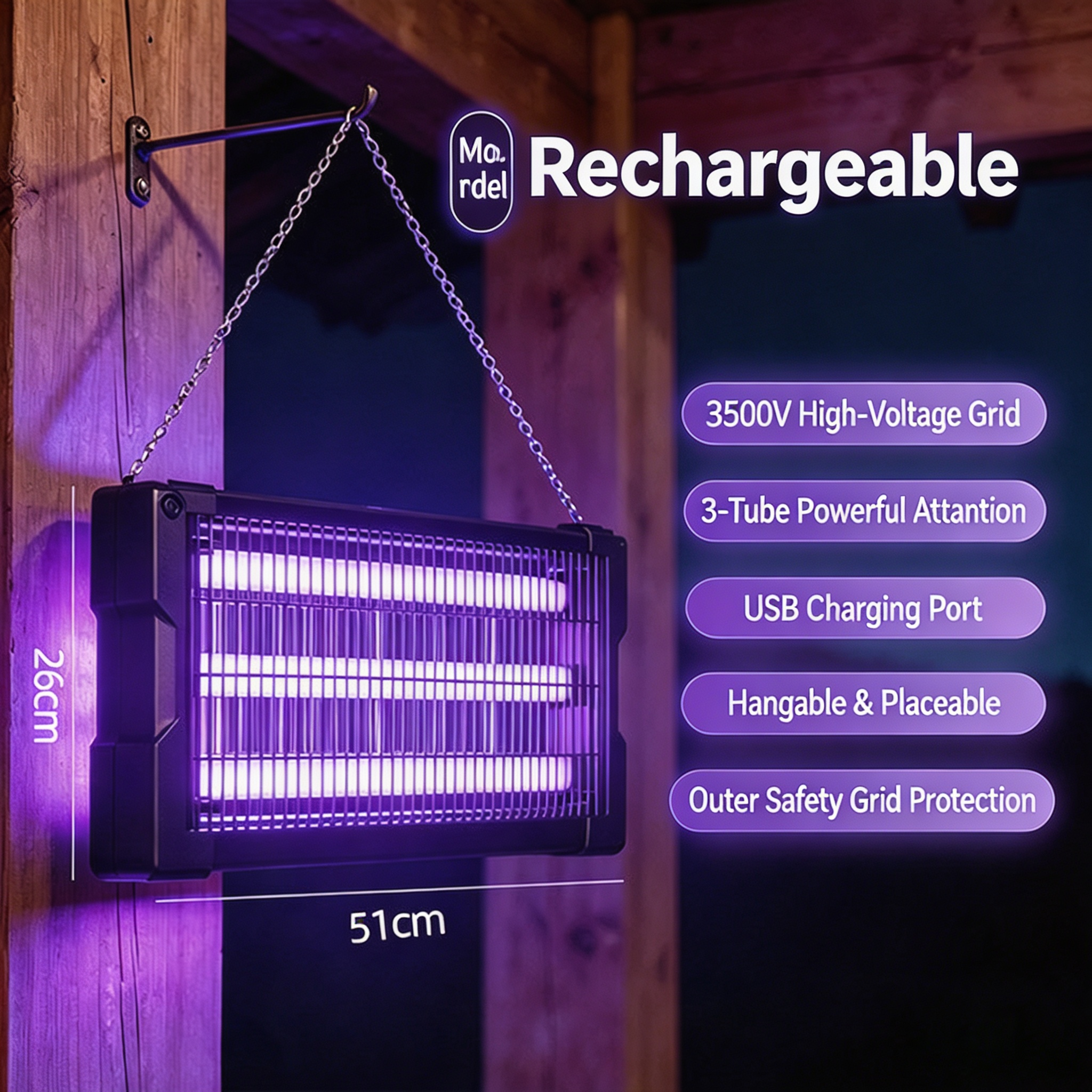 Rechargeable Rechargeable-mosquito-killer-lamp small size for indoor